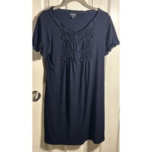 En Focus Petite Navy Polyester Blend Knit‎ Ruffle Cocktail Party Dress 6P